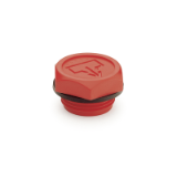GN 740 Threaded Plugs, Sealing Overlying, Plastic, Red,  with DIN-Drain Symbol