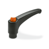 GN 603 - Adjustable hand levers with releasing button, plastic, bushing in brass